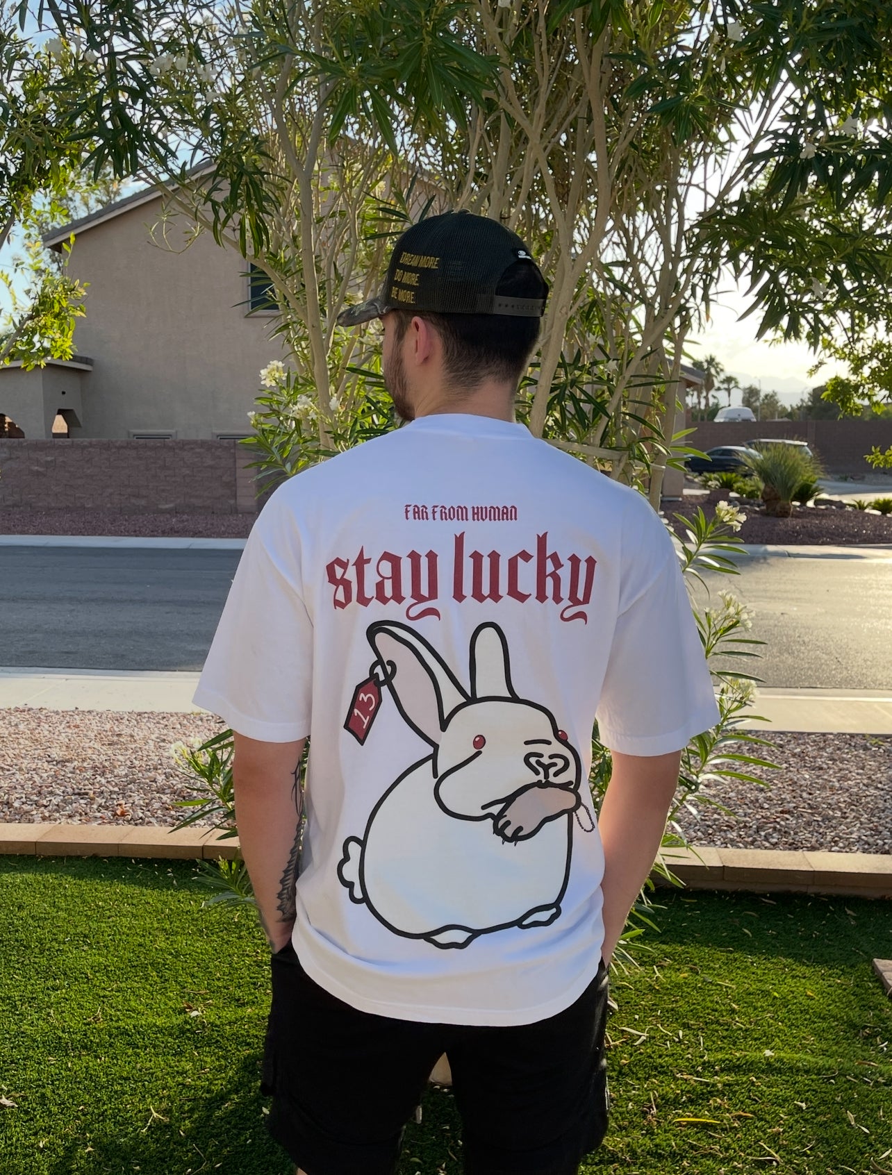 PURE WHITE STAY LUCKY OVERSIZE TEE